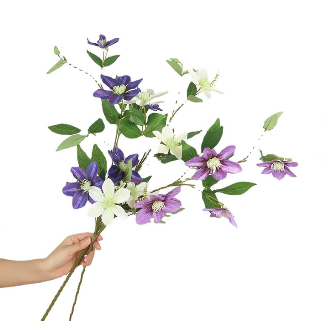 Künstliche Blume Europäische Simulation Clematis 5 Köpfe Kunstblume für Hochzeitssträuße