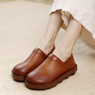 GKTINOO Vintage 2025 Automne Nouveauté Chaussures Plates à Semelle Épaisse Femmes Fait Main Bout Rond Couleur Unie Confortable Loisirs Chaussures à Enfiler