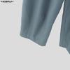 INCERUN Men Casual High Waist Zip-up Casual Baggy Long Pants Trousers