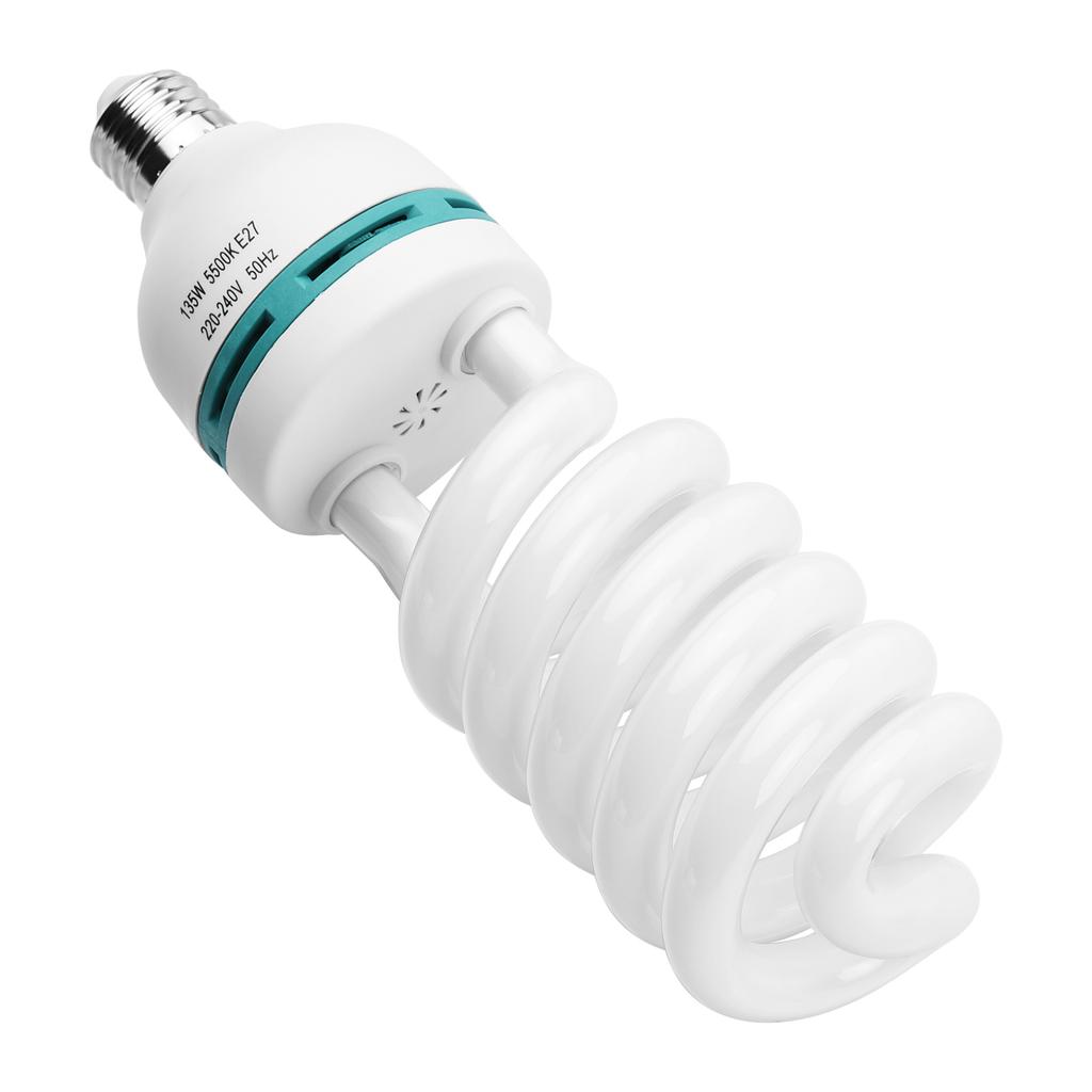 Spiral Fluorescent Light Bulb 135W 5500K Daylight CRI90 E27 Socket Energy Saving for Studio Photography Video Lighting