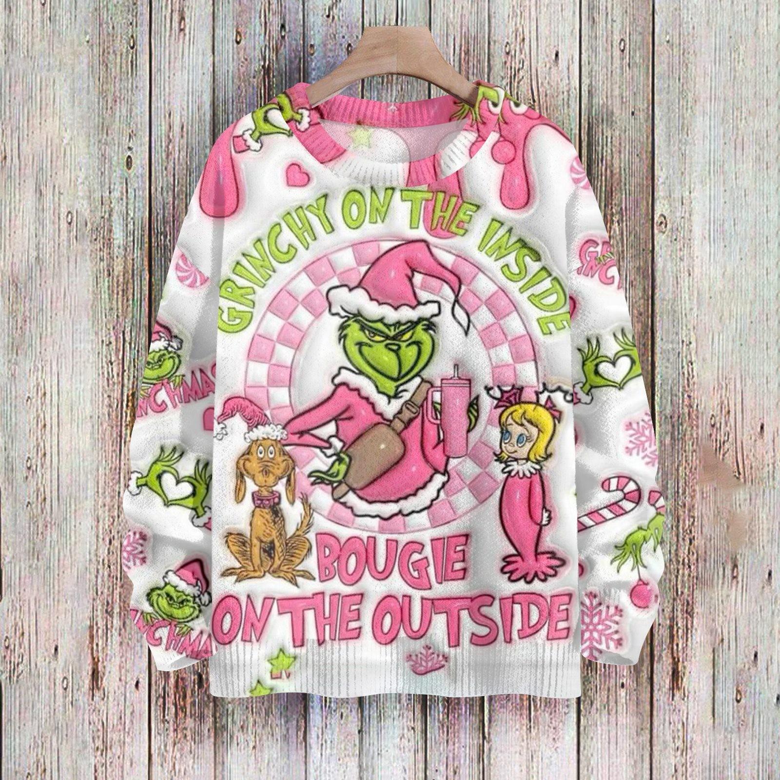 

Рождественские толстовки для женщин Вязаный свитер Милая рубашка Осенний свитер с круглым вырезом Топы S розовый