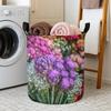 1pc Large Capacity Foldable Round Laundry Basket And Storage Box - Contemporary Purple Artichoke Flower And Pink Design, Space-Saving Stacked Hamper W