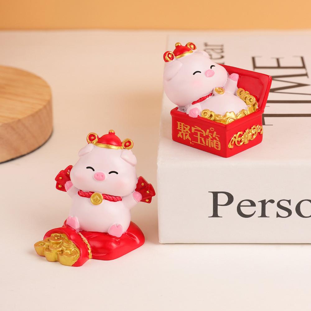 Zodiac Pig Creative Resin Figurine Decorative Gift For Celebrations And Festivals