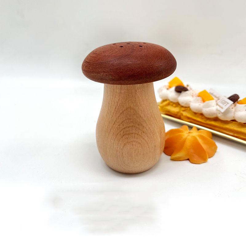 

Creative and Practical Solid Wood Toothpick Tube, Household Toothpick Box, Black Walnut and Beech Wood Double Panel Wooden Cute Mushroom Toothpick Can Ebony toothpick box