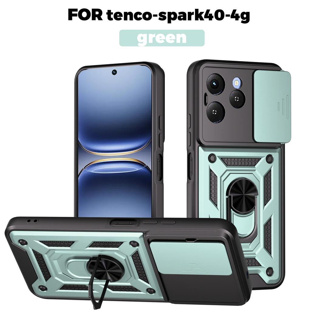 Funda for Tecno Spark 40 4G Case Slide Camera Protection Ring Stand Shockproof Cover for Tecno Spark 40 4G Capa Funda