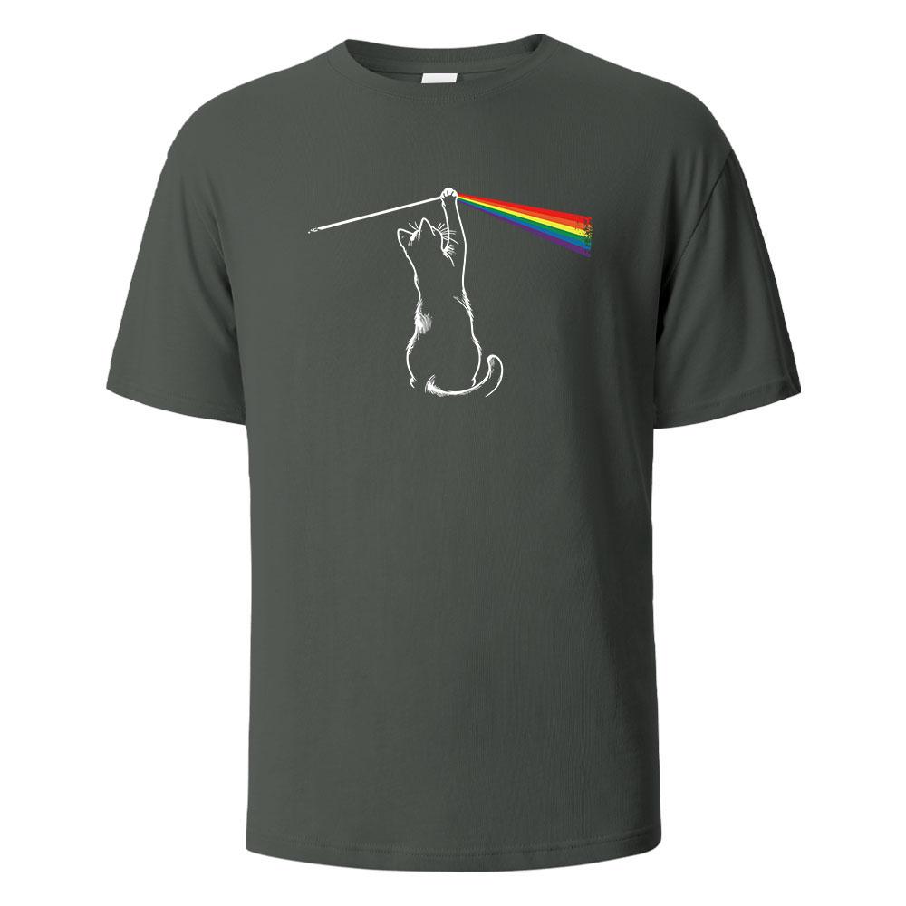 25 New Cat Light Simplicity Printed Men's Crew Neck T-Shirt Summer Cotton Breathable Comfort Top Large Size Street Short Sleeves