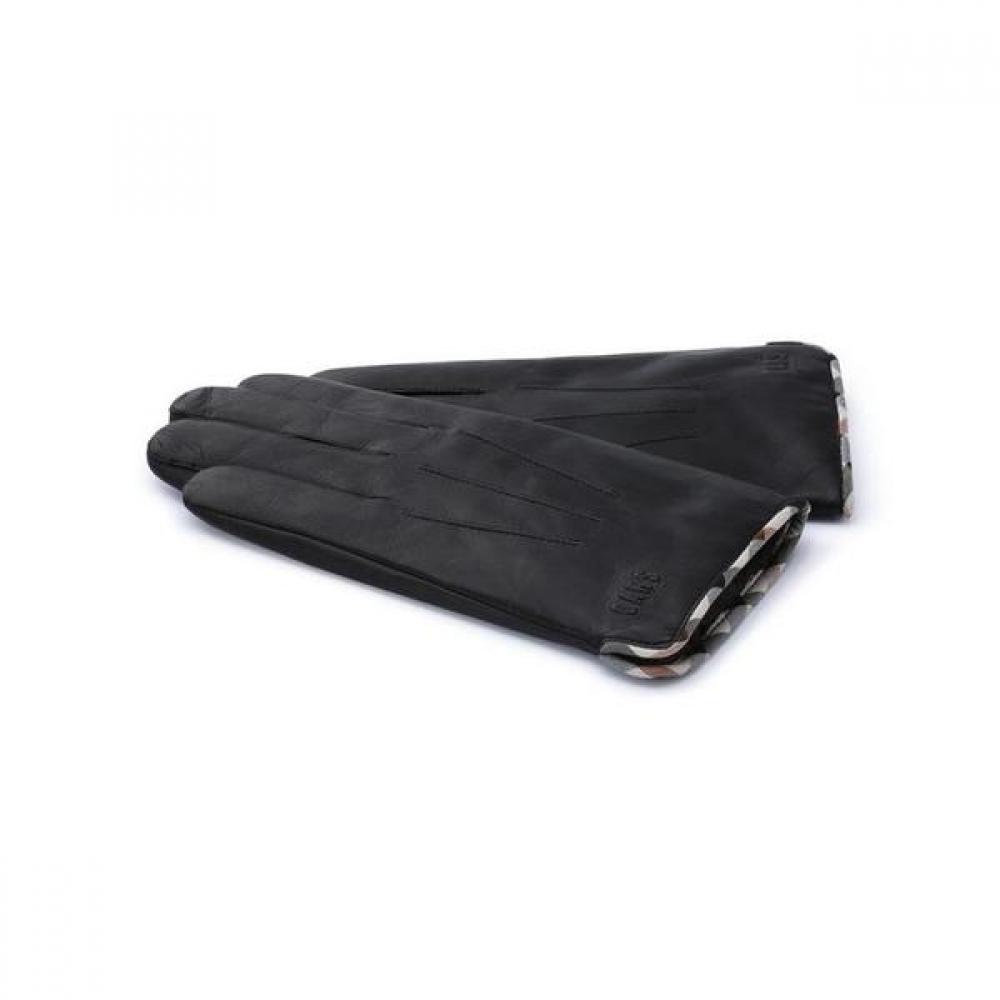 Daks Black Check Leather Gloves Men Dcgv8f121bk