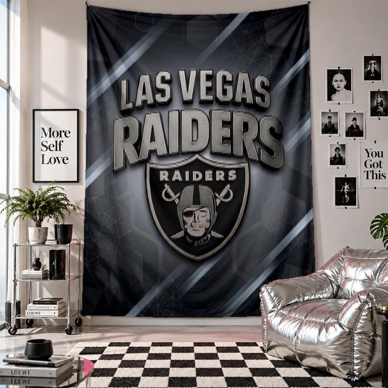 Las Vegas Raiders Wandteppich Heimdekoration Wandbehang Stoff für Schlafzimmer Wohnzimmer Hintergrund