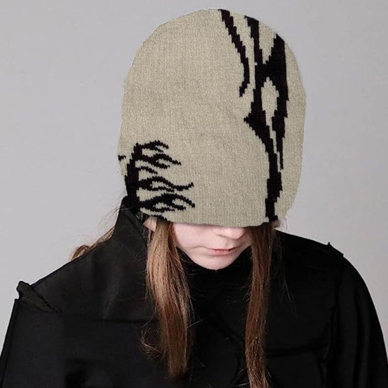 Knitted Beanies Hat for Women Men Popular Pattern Skull Hat Handmade Crochet Hat 2000s Hiphop Hat Casual Street Headwear