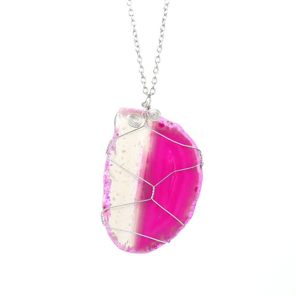 

Hand-Wound Silk Colored Agate Sheet Crystal Rough Stone Natural Stone Necklace Mesh Pocket Sweater Chain N713 pure natural