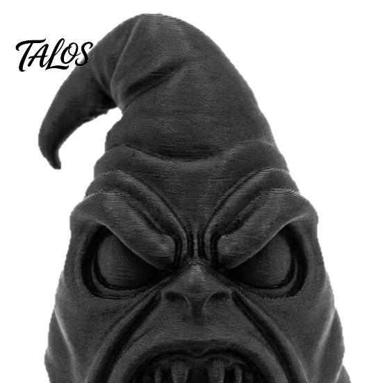 Unique Halloween Party Favors 3D Printed Dark Big Mouth Wizard Hat Figurine, Scary Witch Desktop Figurines Tabletop Statue, Gothic Ornament