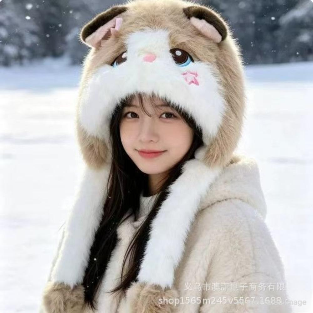 Winter Knit Trapper Hat Fleece Lined Thickened Earflap Beanie Windproof Warm Cold Weather Cap