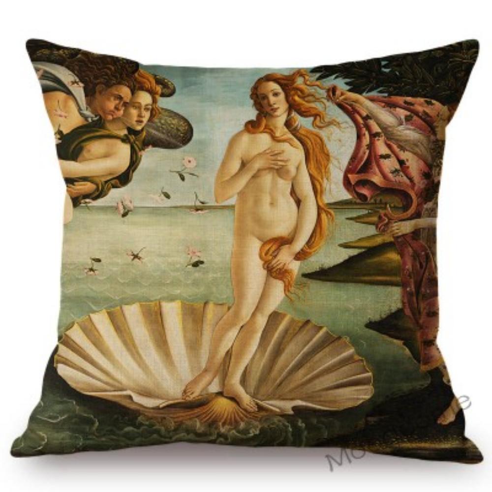 Sandro Botticelli Florence Art Geburt der Venus, weltberühmtes Ölgemälde, dekorativer Kissenbezug, Baumwollleinen, Sofakissenbezug