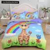 Federa per piumino a forma di giraffa cartone animato King Queen Animali Tropicali Set Biancheria da letto per Bambini Ragazzi Ragazze Adorabile Fauna Selvatica Poliestere Copripiumino