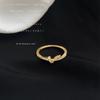 Micro-set Zircon Electroplated 18K Real Gold Knot Ring, Commuter Simple Ring, Index Finger Ring