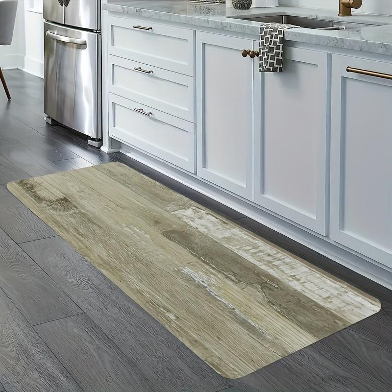 1Pcs Anti Fatigue Kitchen Rugs Green Floral Print Waterproof Non-Slip Thick Cushioned Kitchen Mat Heavy Duty Comfort Standing Mat for Kitchen