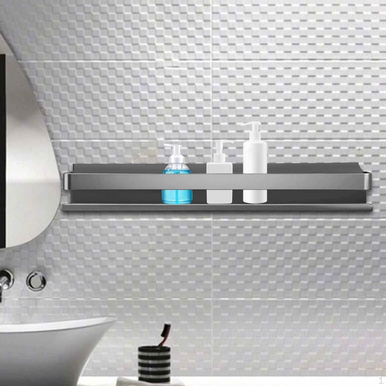 

Плавающие полки для ванной комнаты из нержавеющей стали, стеллаж для хранения, без гвоздей, нержавеющий, для домашней кухни gray 50cm