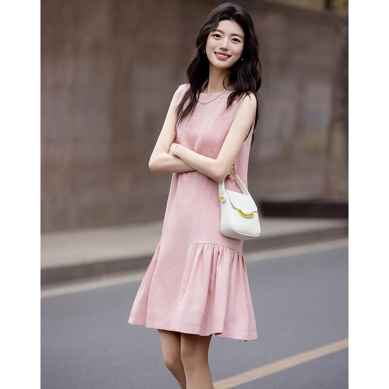 Elegant Sleeveless A-Line Midi Dress with Side Pleats