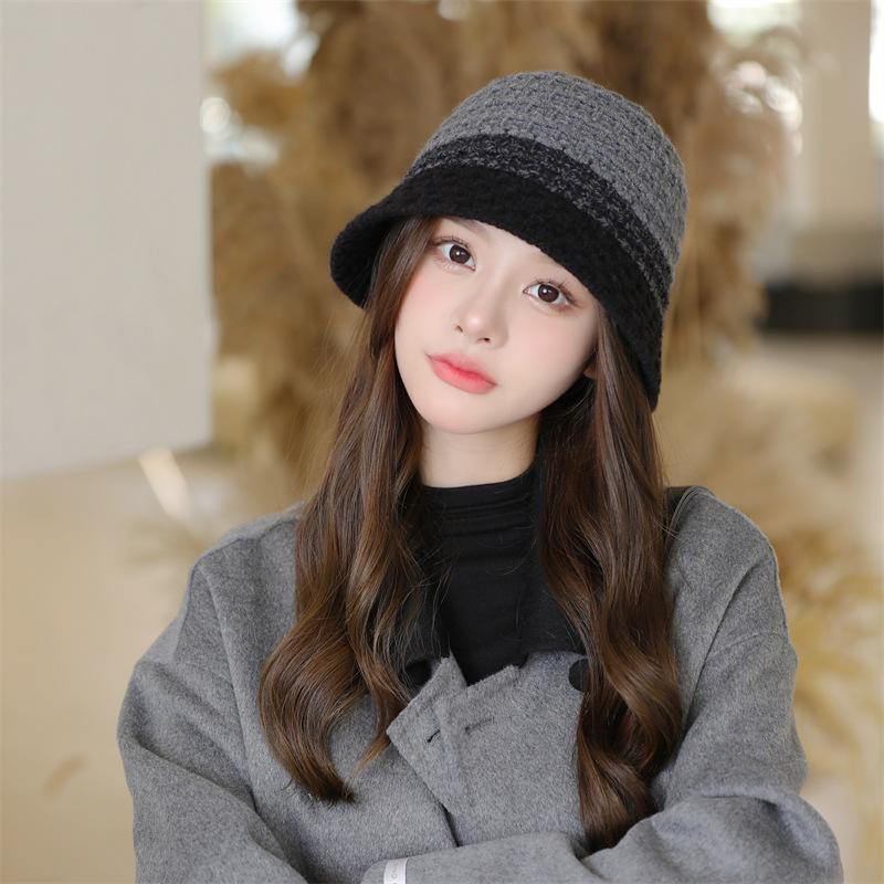 Woolen Hat, Knitted Hat for Women, Autumn and Winter Face-covering Bucket Hat, Versatile Casual Hat, Trendy Large Brim, Warm Fisherman Hat