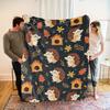 Mole and Autumn Leaf Design Patterns Flannel printed blanket suitable for all seasons suitable for living office sofa and travel