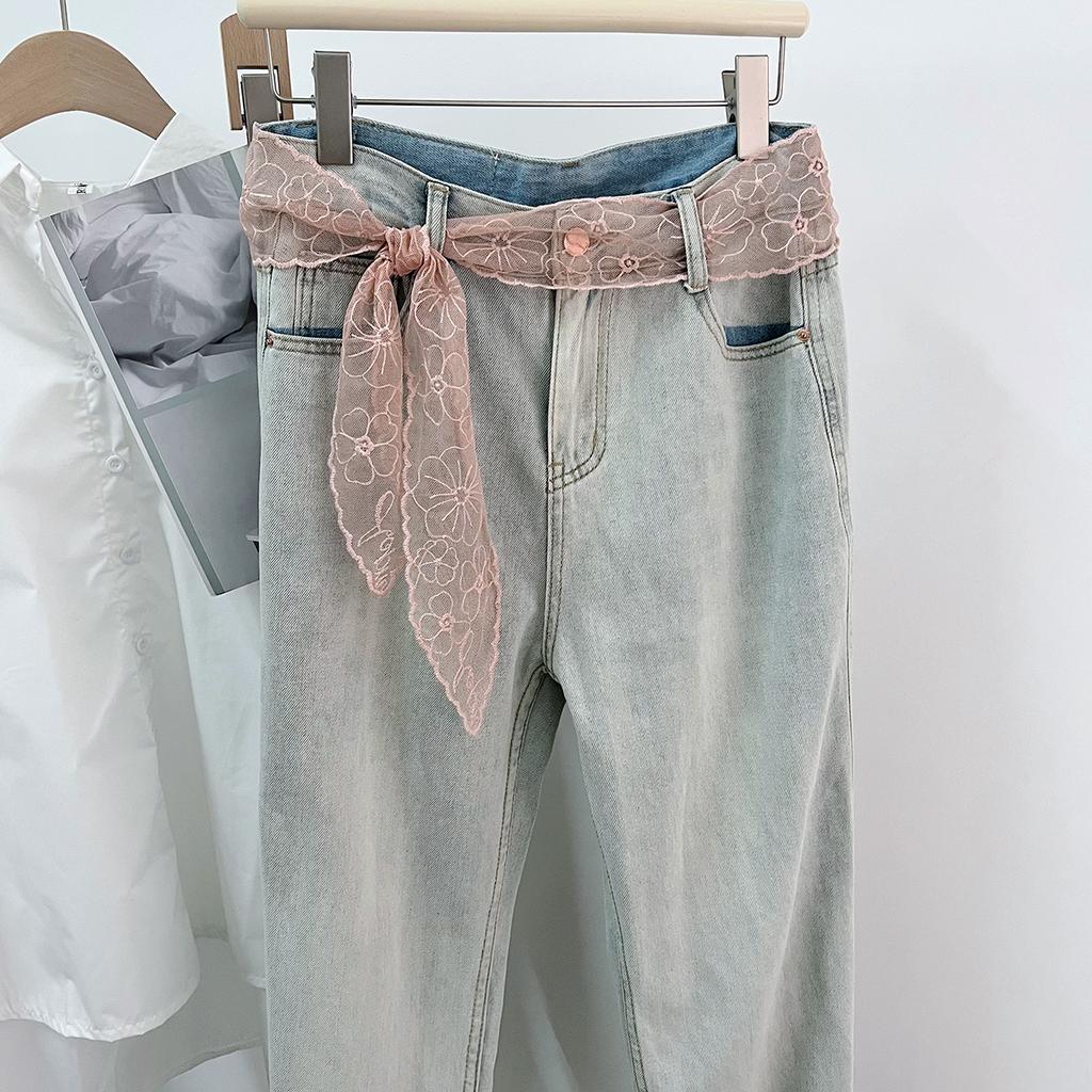 Long Lace, Small Silk Scarf, Belt, Women'S Multi-Functional Hair Tie, Headband, Thin Spring And Summer Foreign Style With Shirt Ribbon.