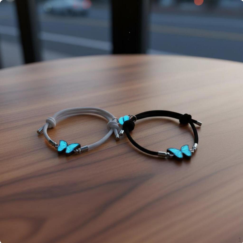 2 Pieces Luminous Heart Connection Bracelets Friend Gift Glow in the Dark Butterfly Bracelet