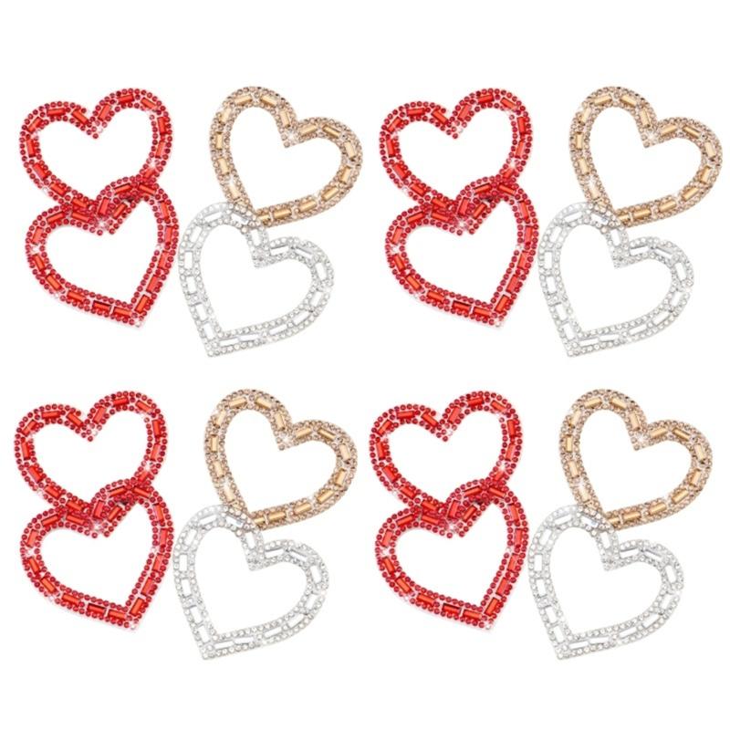 Heart Sewing Patches Elegant Heart Beaded Sequined for Decoration Rhinestones Appliques Sew On Dress