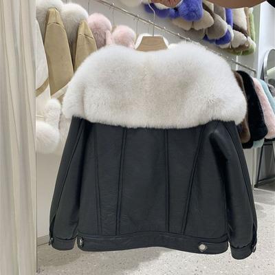Winter New Fur Integrated Imitation Fox Fur Imitation Fur Navy Collar Fashion Thermal Jacket Women's Locomotive Coat