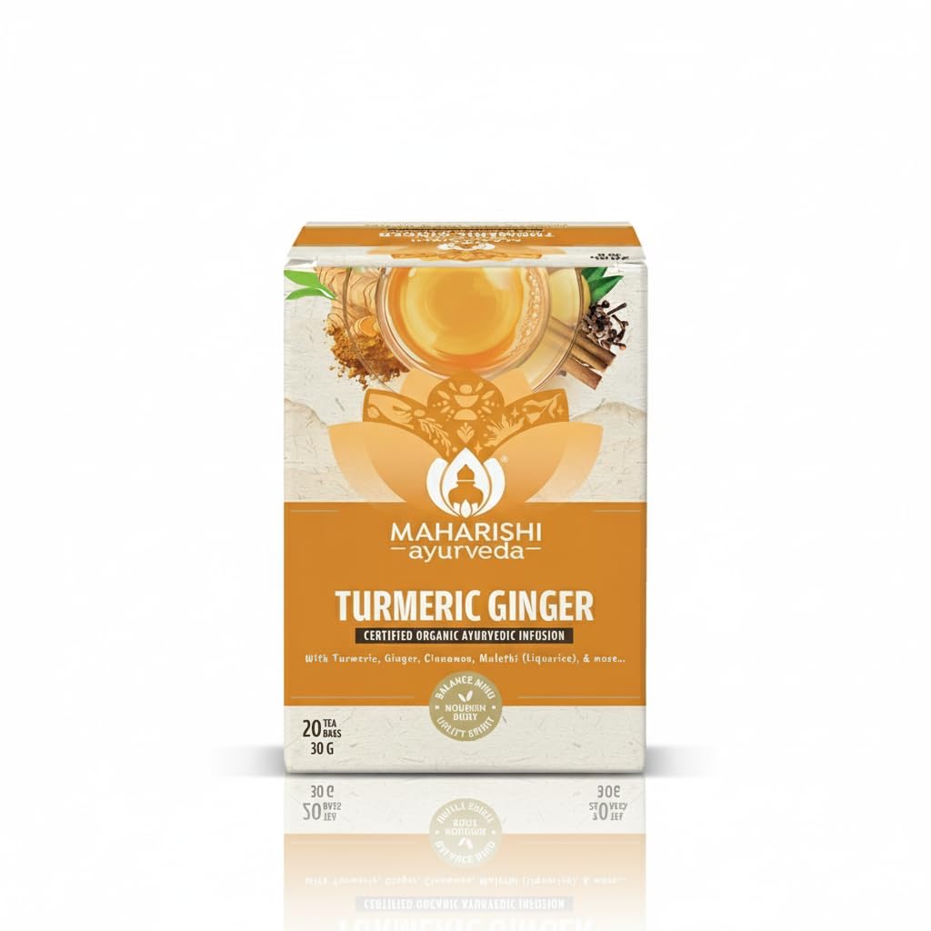 Maharishi Ayurveda Organic Certified Turmeric Ginger Herbal Tea | With Turmeric, Ginger, Cinnamon & Liquorice | Supports Immunity, Digestion
