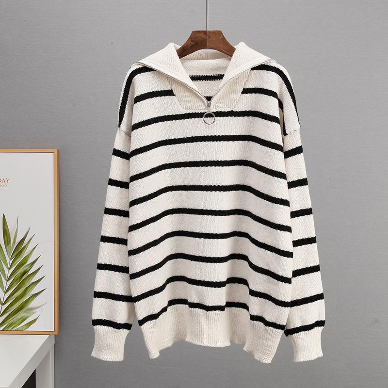 

Осенне-зимний свитер с высоким воротником на молнии, женский свободный пуловер, модный толстый топ в ленивом стиле M чёрный