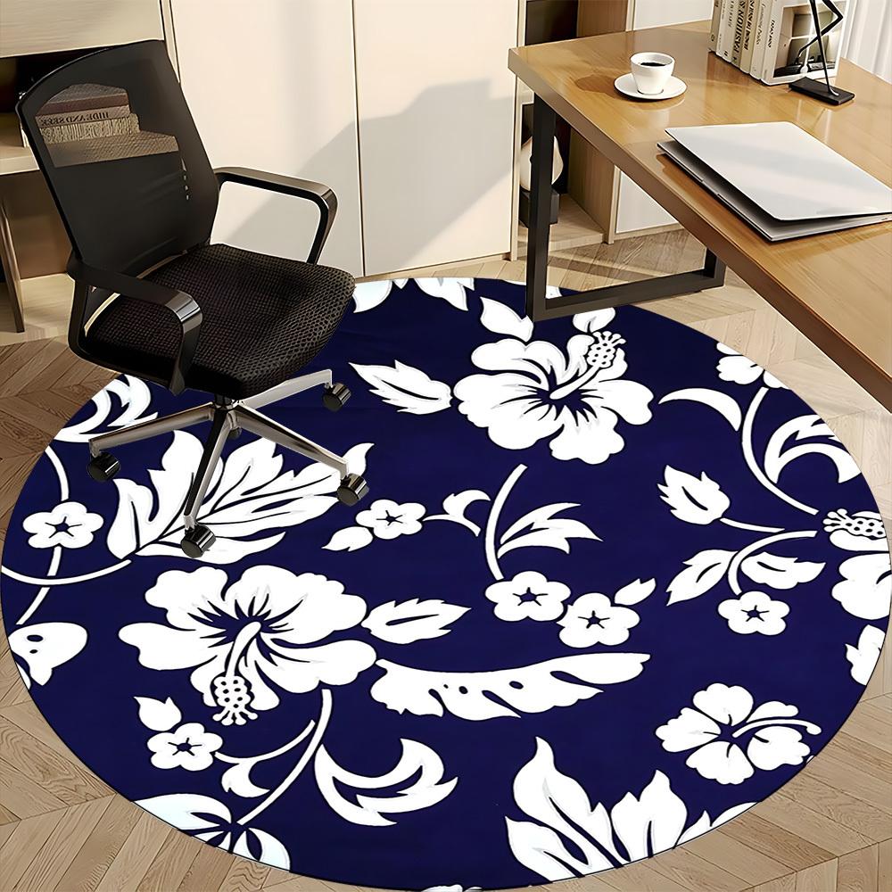 1pc Floral Pattern Office Round Rug, Carpet for Office, Gaming, Lightweight Round Floor Mat yy260208064
