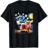 Pomeranian Dog Van Gogh Starry Night Painting T-Shirt