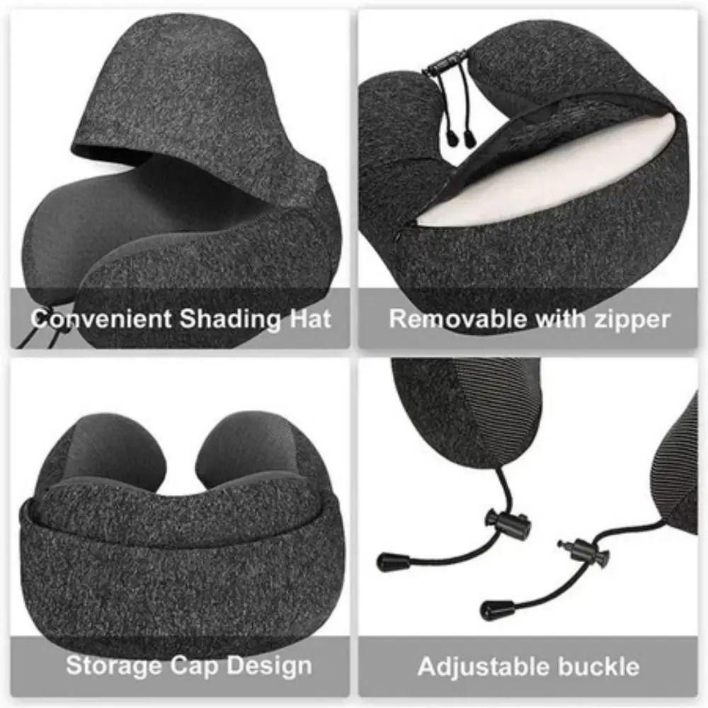 Removable Travel Neck Pillow Washable Cover Car Neck Cushion Hooded Pillow Car Trips