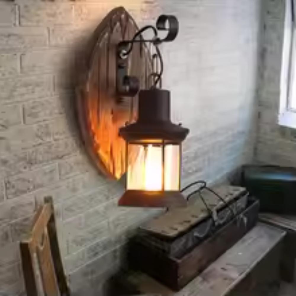 Classic Nordic Natural Wood Mental Retro Wall Lamp Vintage Boat Wood Light Fixture Mode for Bar Restaurant Pendant Light