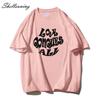 Shellsuning Oversized Letter Graphic T Shirts Men Summer Soft 100% Cotton Short Sleeve Tees Female Trendy Loose High Street Tops