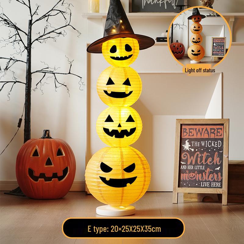 Light-Up Halloween Pumpkin Lantern Ornaments for Bar or Storefront Décor.