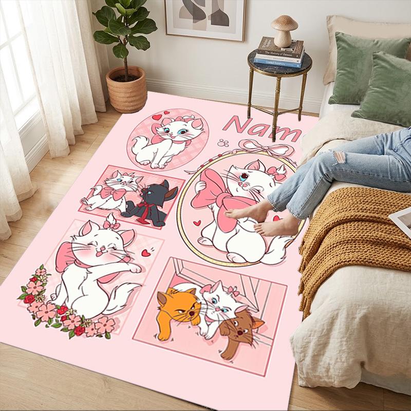 Personalized Name Cat Love Living Room Non-Slip Area Rug Soft Carpet for Bedroom Kids Playroom Sofa Office Home Decor Doormat