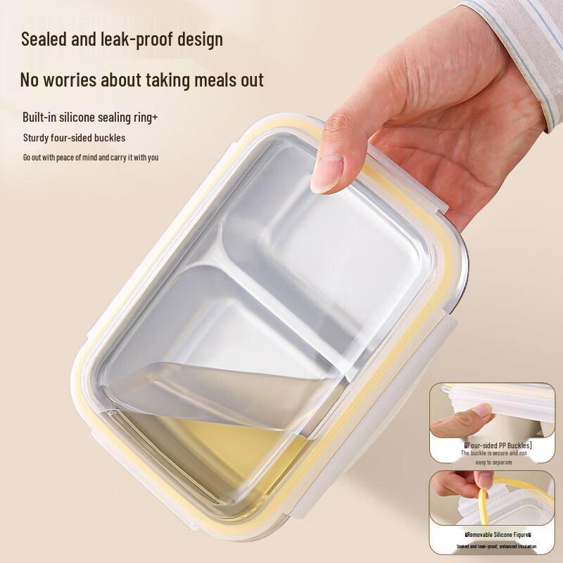 Xihe 304 Stainless Steel Divided Lunch Box with Cutlery