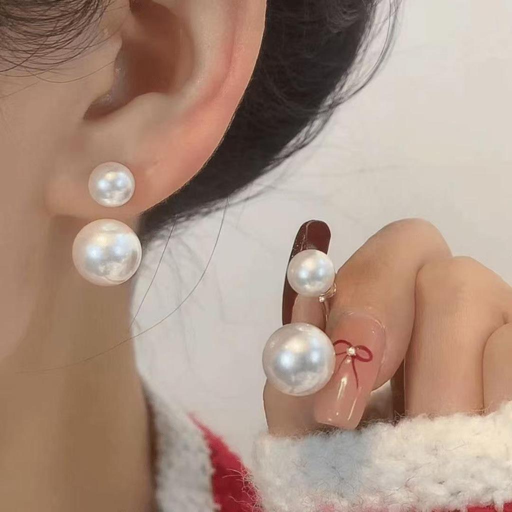 High-End 2025 Two-Way Red Bead Stud Earrings for Women - Fashionable & Versatile