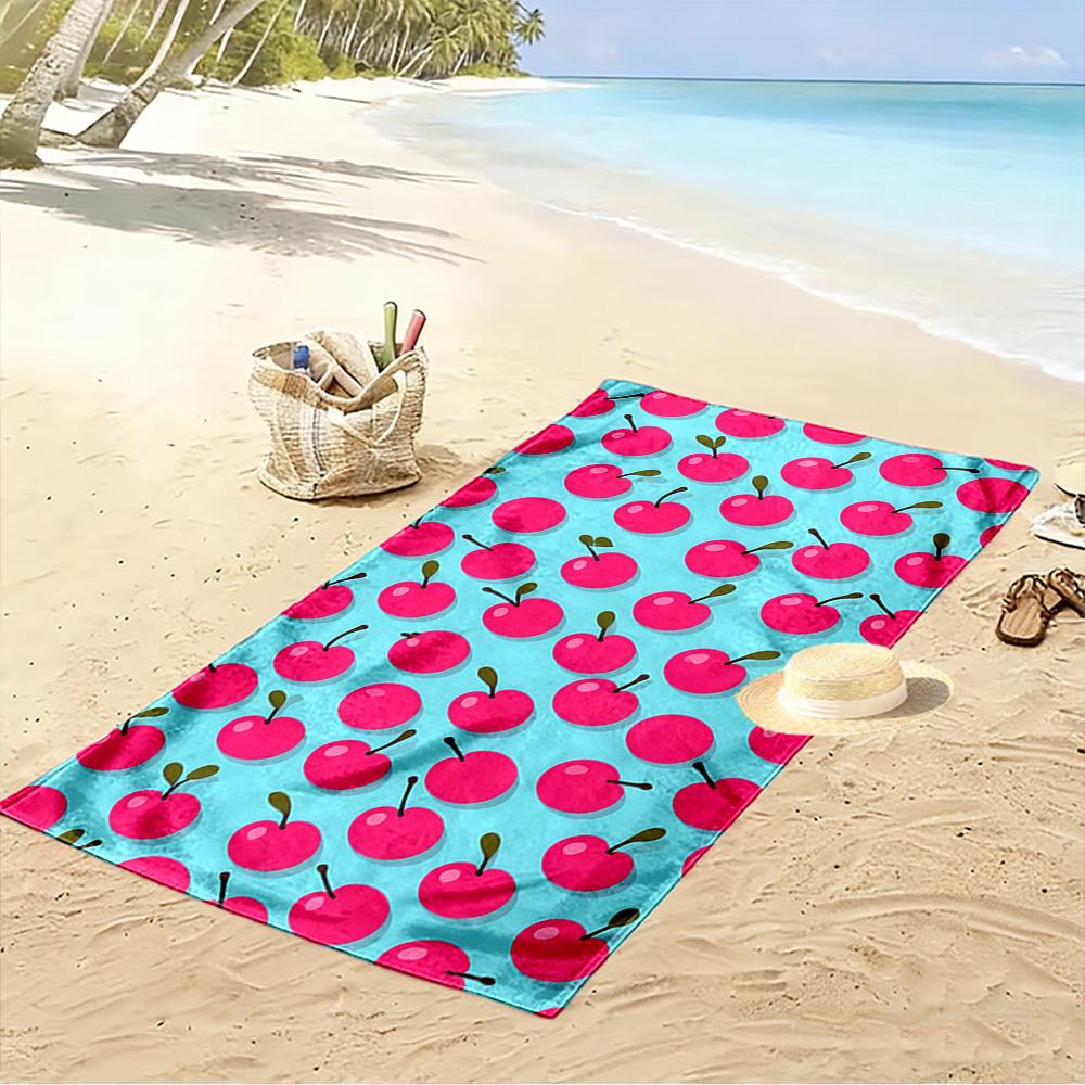 Pink Cherry Pattern Beach Towel Beach towel quick-drying for travel outdoor sports jogging beach and swimming