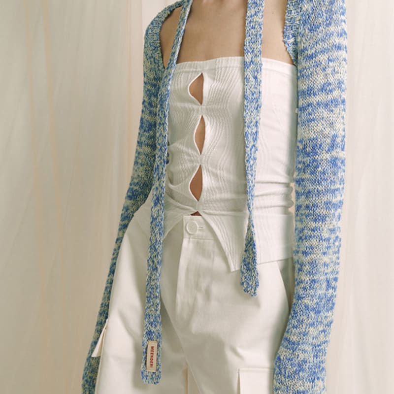 MEENDERI SLUB KNIT LONG SCARF - SKY BLUE