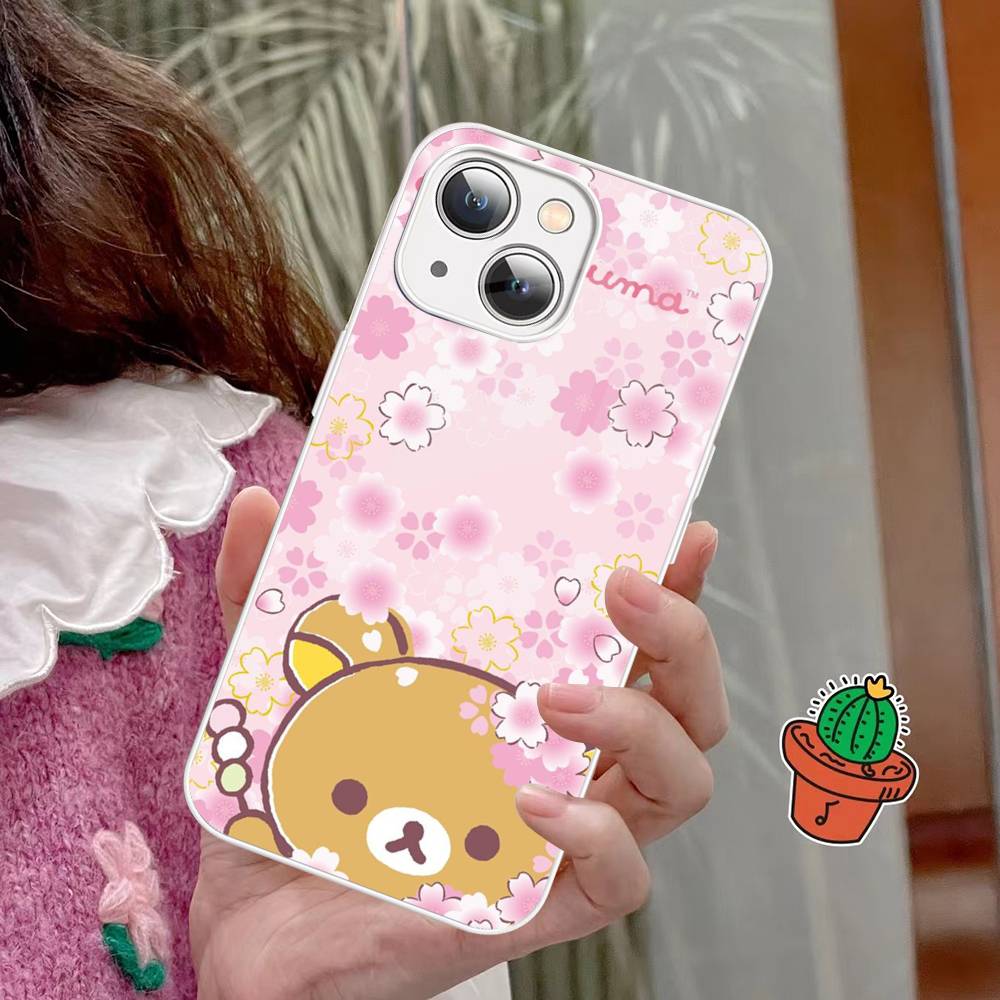 Anime Cute Cartoon Rilakkuma Movie For IPhone 14 13 12 Mini 11 Pro XS Max X XR 14 Plus Tempered Glass Cover