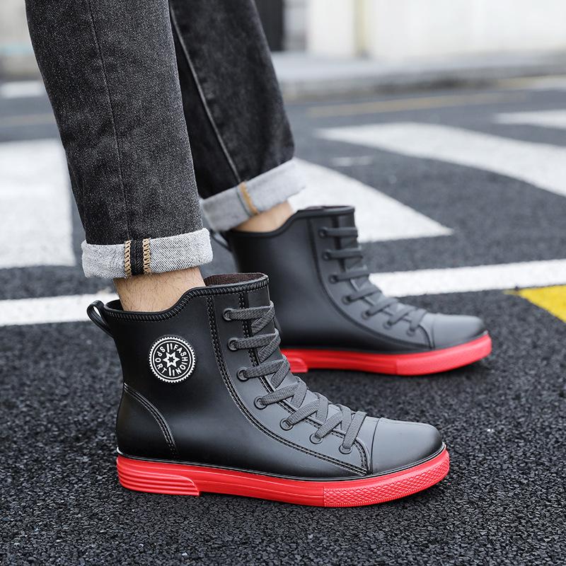 Korean Style Men's Waterproof Non-slip Rain Boots - Short, Thickened Casual Footwear