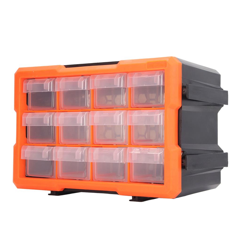 Schubladen-Teilebox 12 Schubladen PVC Hardware Aufbewahrungsorganizer Stapelbare Werkzeugaufbewahrungsbox