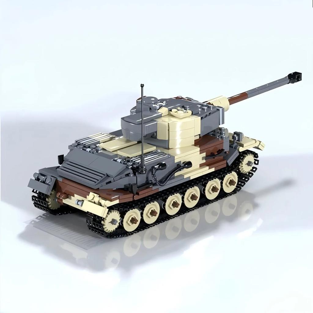 MOC Militär Schwerer Panzerketten Gepanzertes Fahrzeug Bausteine Set WW2 Deutscher High-Tech Panzer Modell Kinderspielzeug Geburtstagsgeschenk