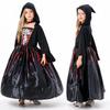 Sydanne New Girls Witch Dress Cosplay Costume Black Horror Party Kids Hooded Dress Skirt Halloween Costume