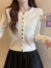 Petite Women's Black Knit Long Sleeve Cardigan - Slim Fit, Short Length, Lightweight for Spring, Autumn, and Winter.