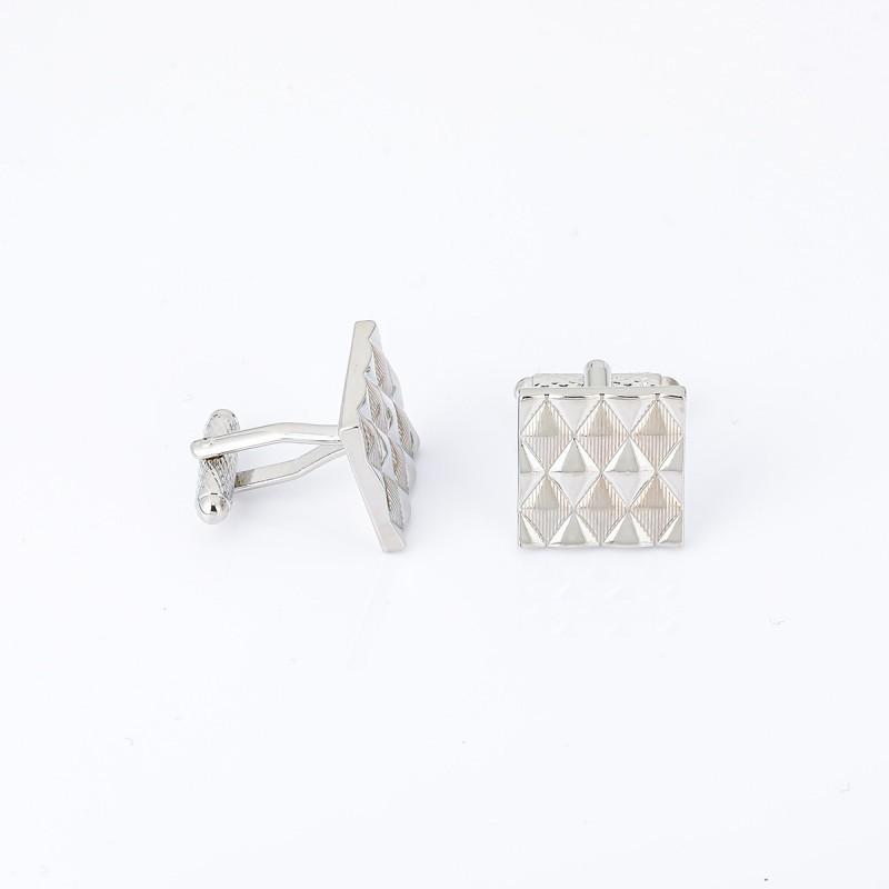Silver Square Patterned Metal Cufflinks Hot Selling Shirt