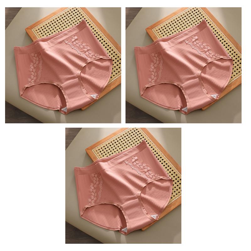 3 PCS Plus Size Underwear Women High Waist Cotton Panties Breathable Floral Lace Briefs for Middle Aged Mom Ladies Briefs XL XXL 3XL 4XL 5XL