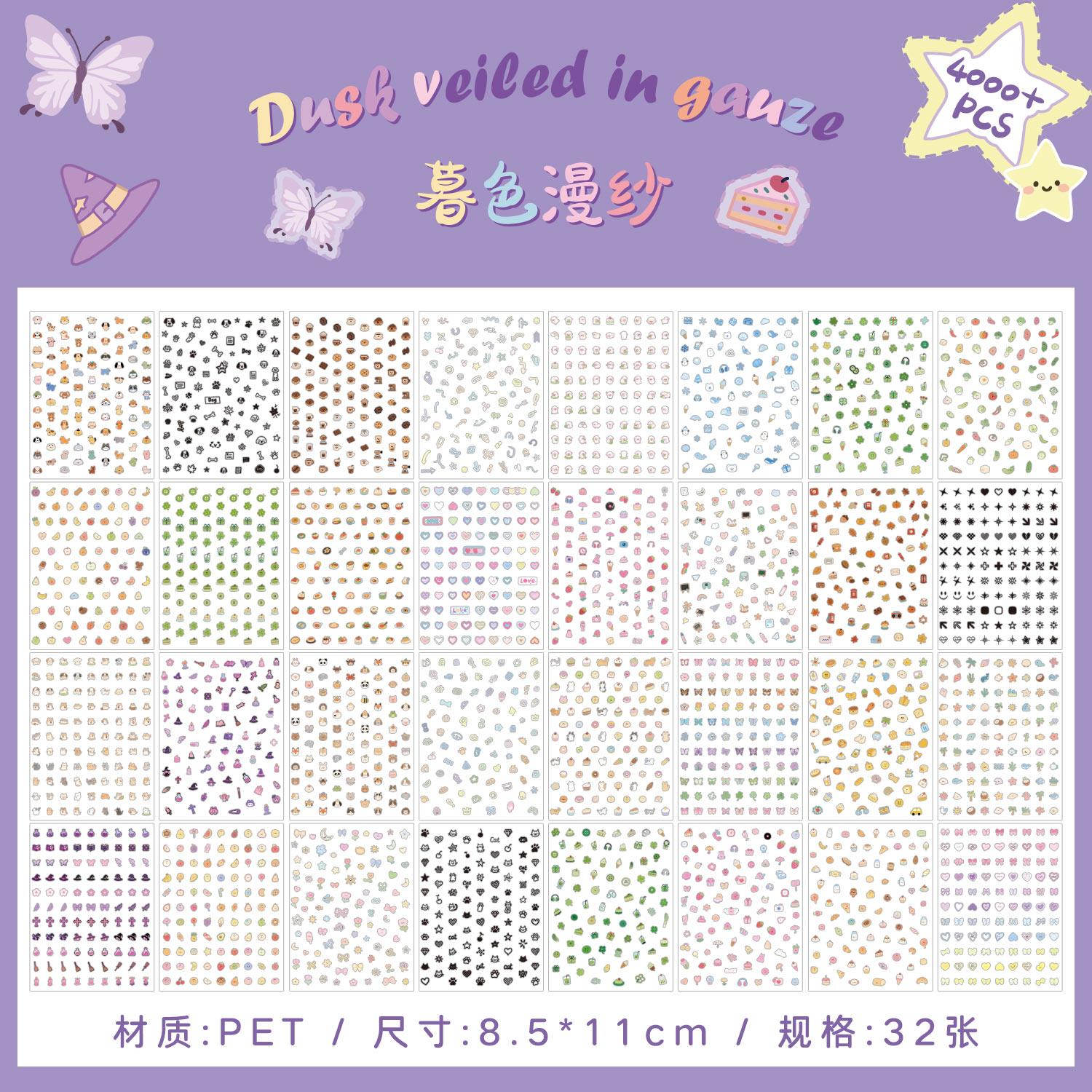 32sheets Kawaii Cartoon Mini Stickers Cute Nail Stickers DIY Diary Notes Clipbook Aesthetics Stationery Stickers